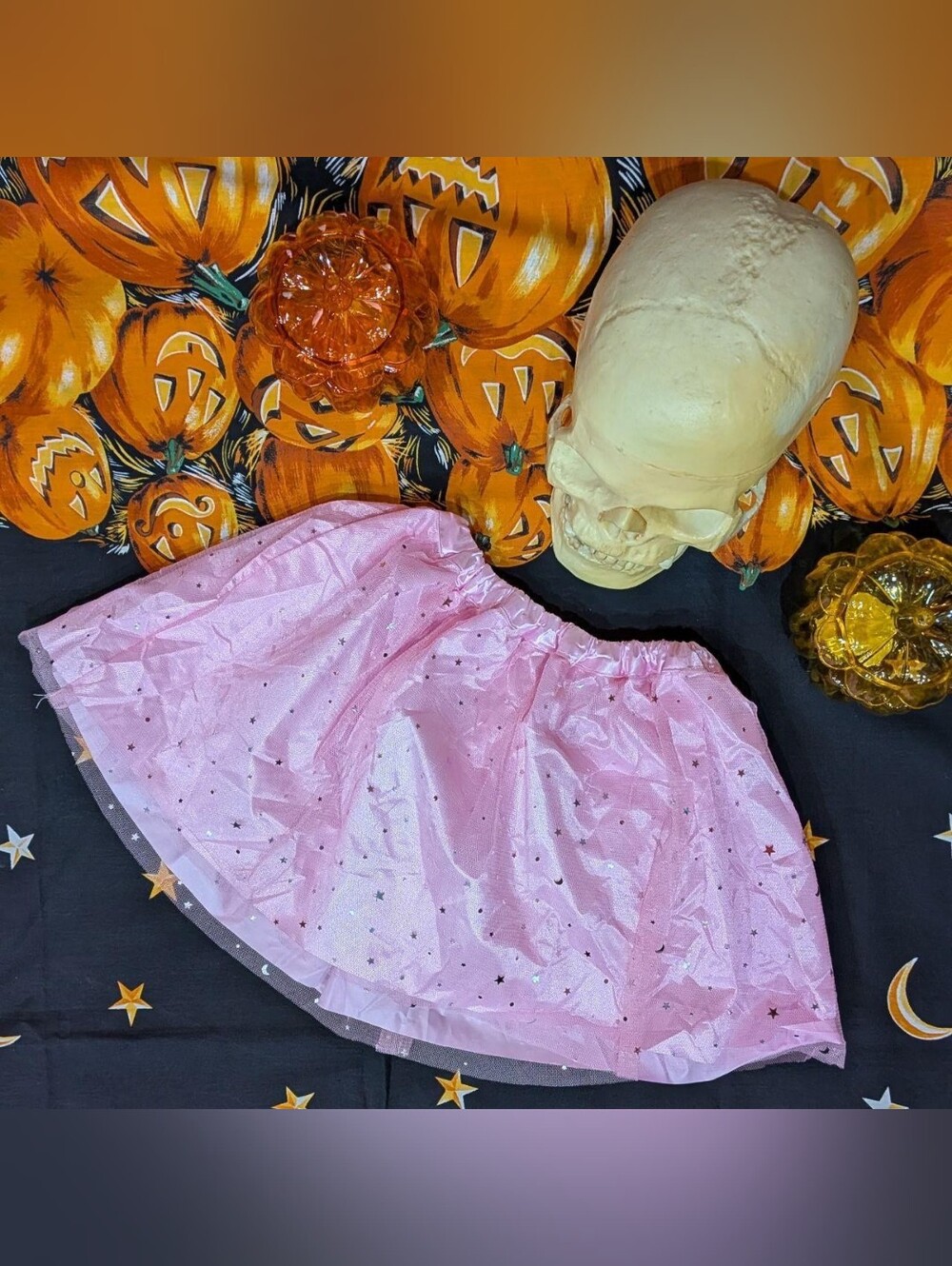 3T Pink Stars Sequin Tutu Halloween Skirt Witch Pastel Costume Cosplay